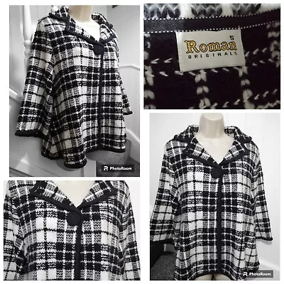 Buy Vintage Roman Originals Swing Jacket Black And White Check 1960's Style Small • 12.99£