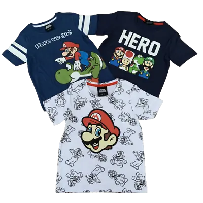 Buy Boys Girls Super Mario T-Shirt Top 100% Cotton Short Sleeve Kids Age 2 - 9 Years • 5.45£