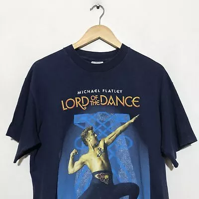 Buy Vintage 90s Navy Michael Flatley Lord Of The Dance Graphic T Shirt - Medium • 25£