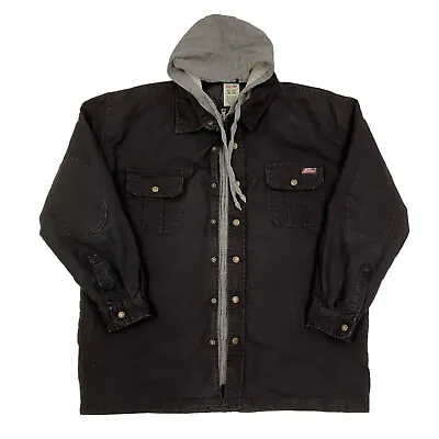 Buy Dickies Duck Shirt Jacket Quilt Lined Black Men's XL Canvas Hooded Full Zip • 39.99£