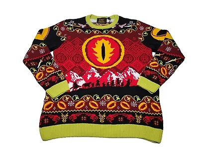 Buy Lord Of The Rings Eye Of Sauron Black Knit Ugly Christmas Sweater Size 3XL NWT • 39£