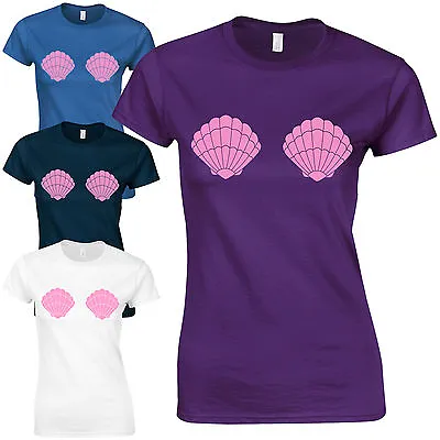 Buy Mermaid Shell Boobs Ladies Fitted T-Shirt - Funny Fantasy Gift Fashion Top • 11.82£