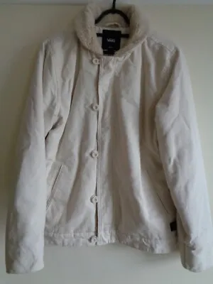 Buy Vans Men's Cream Cotton Jacket With Cream Faux Sheepskin Lining - Size Small • 45£