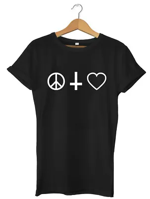 Buy Peace & Love Symbols Mens Womens Unisex T-Shirt • 11.99£