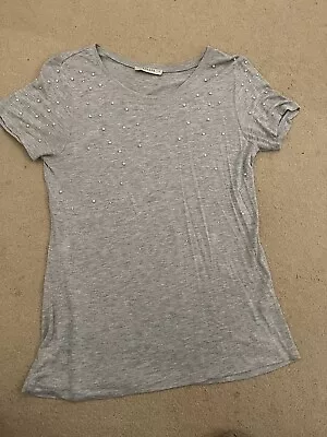 Buy Ladies Grey Pearl Tshirt Oasis Size M • 4£