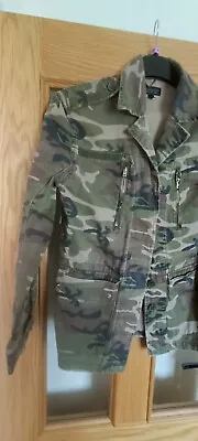 Buy Topshop Womens Military Jacket Shirt Camouflage Army Utility Pockets UK 6  • 10£