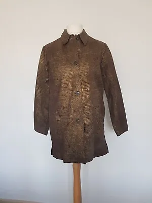 Buy Ladies Beth Terrell Bronze Metallic Crocodile Animal Print Leather Jacket. Small • 19.99£