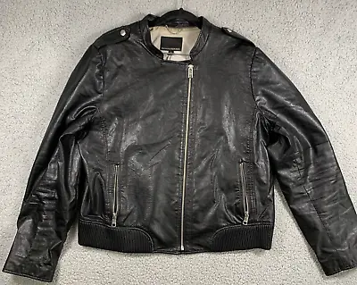 Buy Banana Republic Women's XL Faux Leather Moto Jacket Biker Zipper Black Pockets • 38£