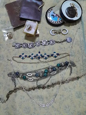 Buy Vintage & Costume Jewelry Lot2: Necklaces/brooch/mickey Mouse Watch Etc 10 Items • 0.99£