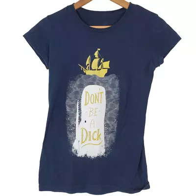 Buy Navy Blue Graphic Moby Dick  Don't Be A Dick  Boat Short Sleeve T-Shirt Women's • 21.14£
