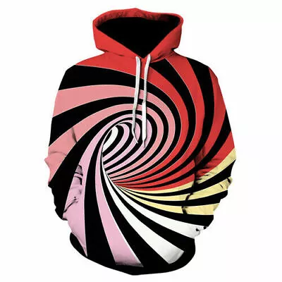 Buy Women Men 3D Print Hoodies Pullovear Sweatshirts Colourful Vortex Hypnosis • 22.79£