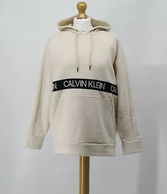 Buy Calvin Klein Ladies Brown Performance Chest Tape Logo Overhead Hoodie Rrp £80 Ad • 8.04£