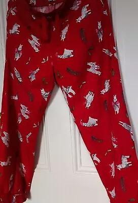 Buy Red Llama Brushed Cotton Pyjama Bottoms M&S Size 16 • 8.99£