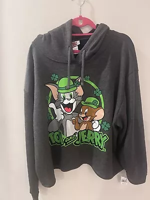 Buy NWT Womens Tom And Jerry St. Patrick's Day Sweatshirt Sz 2X Hoodie Hooded Gray • 16.40£