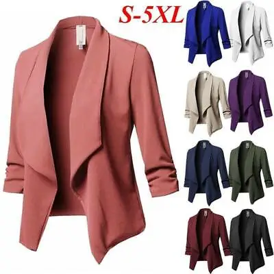 Buy Ladies Womens Cropped Style Waterfall Blazer Jacket Coat Top Plus Size Outwear . • 14.98£