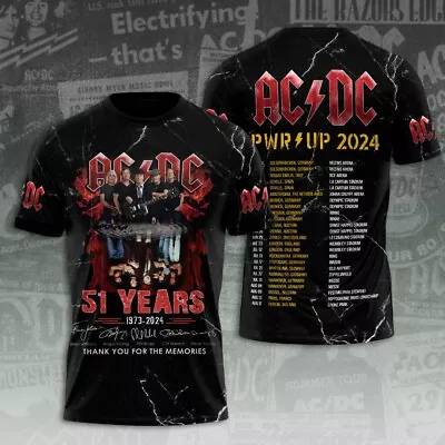Buy ACDC Pwr Up World Tour 2024, AC/DC 51 Years Anniversary 1973 2024 T-shirt Hoodie • 45£
