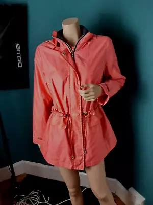 Buy Finesse Ladies Rain Jacket With Hood Coral Orange Shade Size 10 Pockets Zip Fast • 4.50£
