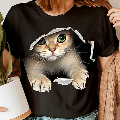 Buy 3D Graphic Cat Funny Presents Gifts Cool Novelty Womens T-Shirts Tee Top #NED • 9.99£