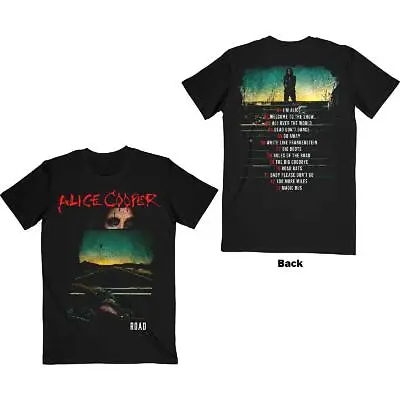 Buy ALICE COOPER - Official  Unisex T- Shirt -  Road Cover Tracklist -  Black Cotton • 17.99£