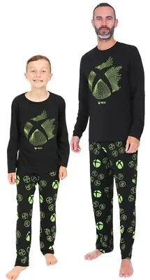 Buy Xbox Official Mens And Boys Matching Gaming Long Pyjama Set Black • 18.99£