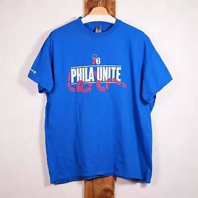 Buy Gildan Philadelphia Sixers 76ers Phila Unite Snake Logo Blue T-Shirt Size XL • 20£