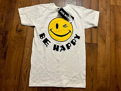 Buy Vintage 90s Joe Boxer Be Happy Winking Smiley Emoji Short Sleeve T Shirt L 14-16 • 23.62£