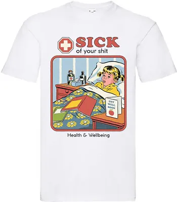 Buy Sick Of Your Sh It Funny Retro Cartoon Novelty Birthday Horror Offensive T Shirt • 5.99£