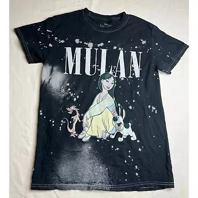 Buy Walt Disney Mulan Tshirt Womens Small Black Cotton Short Sleeve Paint Splatter • 11.27£