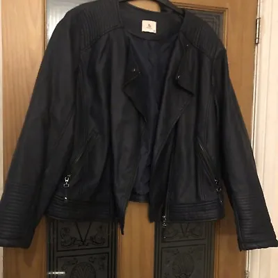Buy Stunning Blue Faux Leather Jacket Size 20 Nearly New • 5.95£