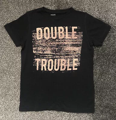 Buy Next Boys 7 Years Charcoal Grey ‘Double Trouble’ Short Sleeve T Shirt • 1£
