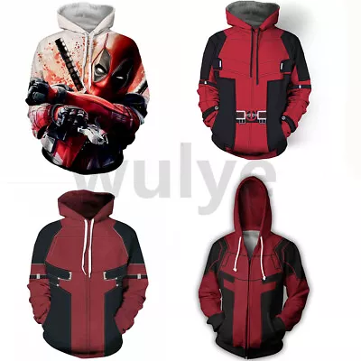 Buy Deadpool Hoodies 3D Print Sweatshirt Pullover Unisex Cosplay Costume Jacket Coat • 21.59£