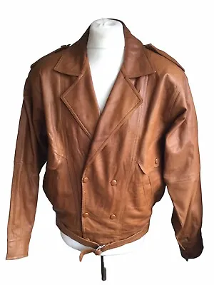 Buy Vintage 80's 90's Nappa Leather Jacket Men's L Tan Made In Argentina • 28£