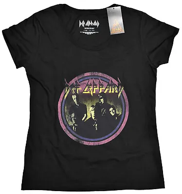 Buy Def Leppard Vintage Circle T Shirt Official Classic Rock Band Logo Ladies Tee • 13.49£