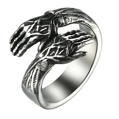 Buy Men's Vintage Unique Design Casting Stainless Steel Hug Band Gift Ring Size 7-13 • 9.63£