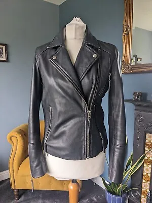 Buy Vintage Topshop Worn Leather Leather Biker Jacket Rock Chic Punk ! Size 10 • 35£