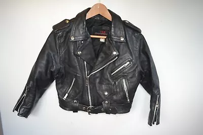 Buy Vintage Classic Black Leather Cropped Biker Jacket Size 6-8 XS Brando Punk Rock • 39.99£