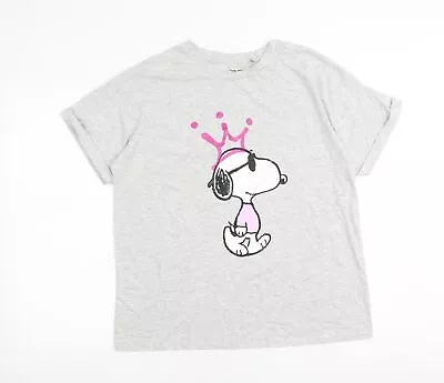 Buy Peanuts Womens Grey Cotton Basic T-Shirt Size 16 Crew Neck - Snoopy • 5.25£