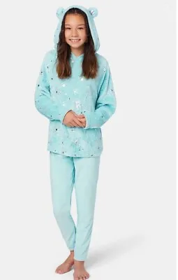 Buy NWT 7 8 JUSTICE Teddy Bear 3d Ear Cat Hood Pajamas Christmas Winter Costume Fall • 22.04£
