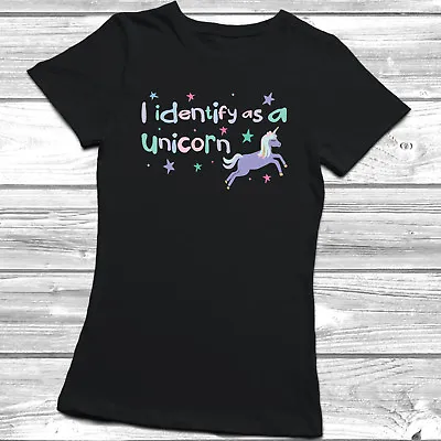 Buy I Identify As A Unicorn T-Shirt Womens Ladyfit Unisex Magical Mythical Rainbow • 9.75£