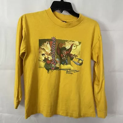 Buy Vtg 2001 Harry Potter Quidditch Tshirt Youth Large Yellow Warner Bros Kids Tee • 24.12£