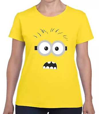 Buy Ladies  Despicable Me Shocked  Minion Face Fitted Tshirt Size S To 2xl 8-18/20 • 9.50£
