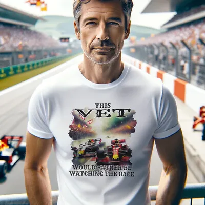 Buy Vet Would Rather Be Watching Car Racing White T Shirt Embrace The Racing Spirit • 14.99£