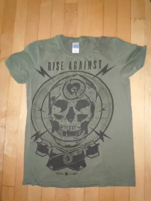 Buy Rise Against- Skull Chicago Illinois Green T-Shirt Small. Gildan Softstyle • 18.89£