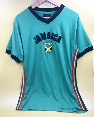 Buy Jamaica One Love T Shirt Size L Island Flag Green V-Neck Large Genuine • 19.99£