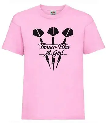 Buy Unisex Pink Throw Like A Girl Womens Darts Professional Sports T-Shirt • 12.95£