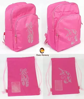 Buy Unicorn, Ballet Slippers Childrens Pink Back To School Back Pack, Gym Bag • 9.95£