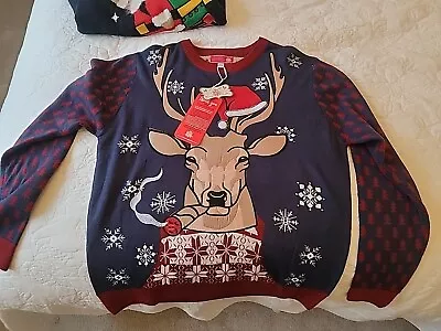 Buy You Look Ugly Today Christmas Stag Head Super Cool Christmas Jumper Xl • 17.50£