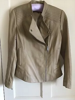 Buy Real Leather Camel/Dark Cream Biker Jacket Size 8 Exc Condition Worn Once • 20£