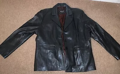 Buy Milan Leather Vintage Black Leather Fitted Jacket. Size 20.       #R220 • 22£