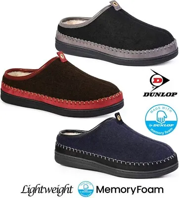 Buy Mens Dunlop Memory Foam Slippers Winter Warm Fur Cosy  Indoor Slip On Shoes Size • 12.95£